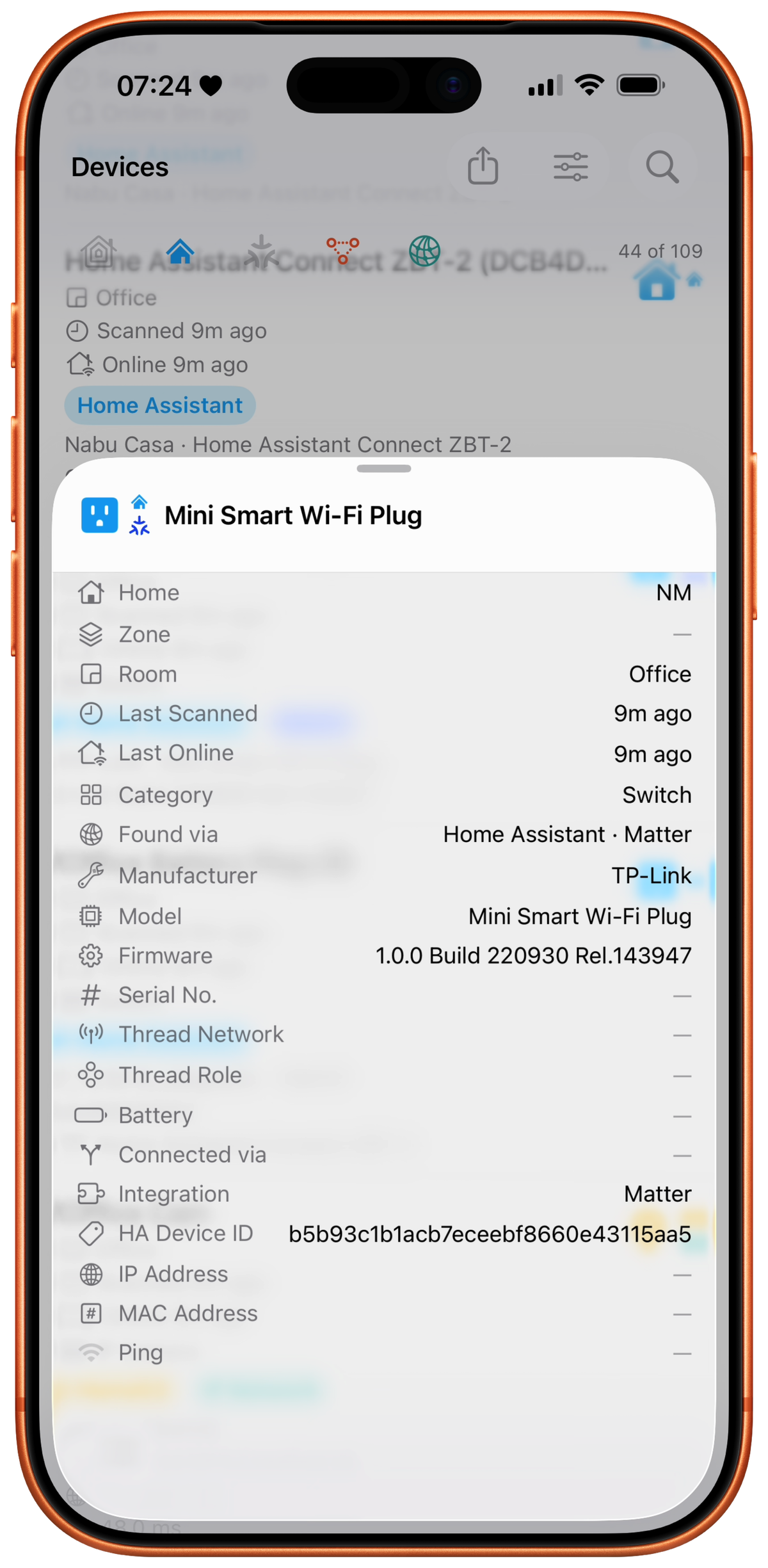 HomeMapper device list showing Home Assistant and HomeKit devices unified in one view