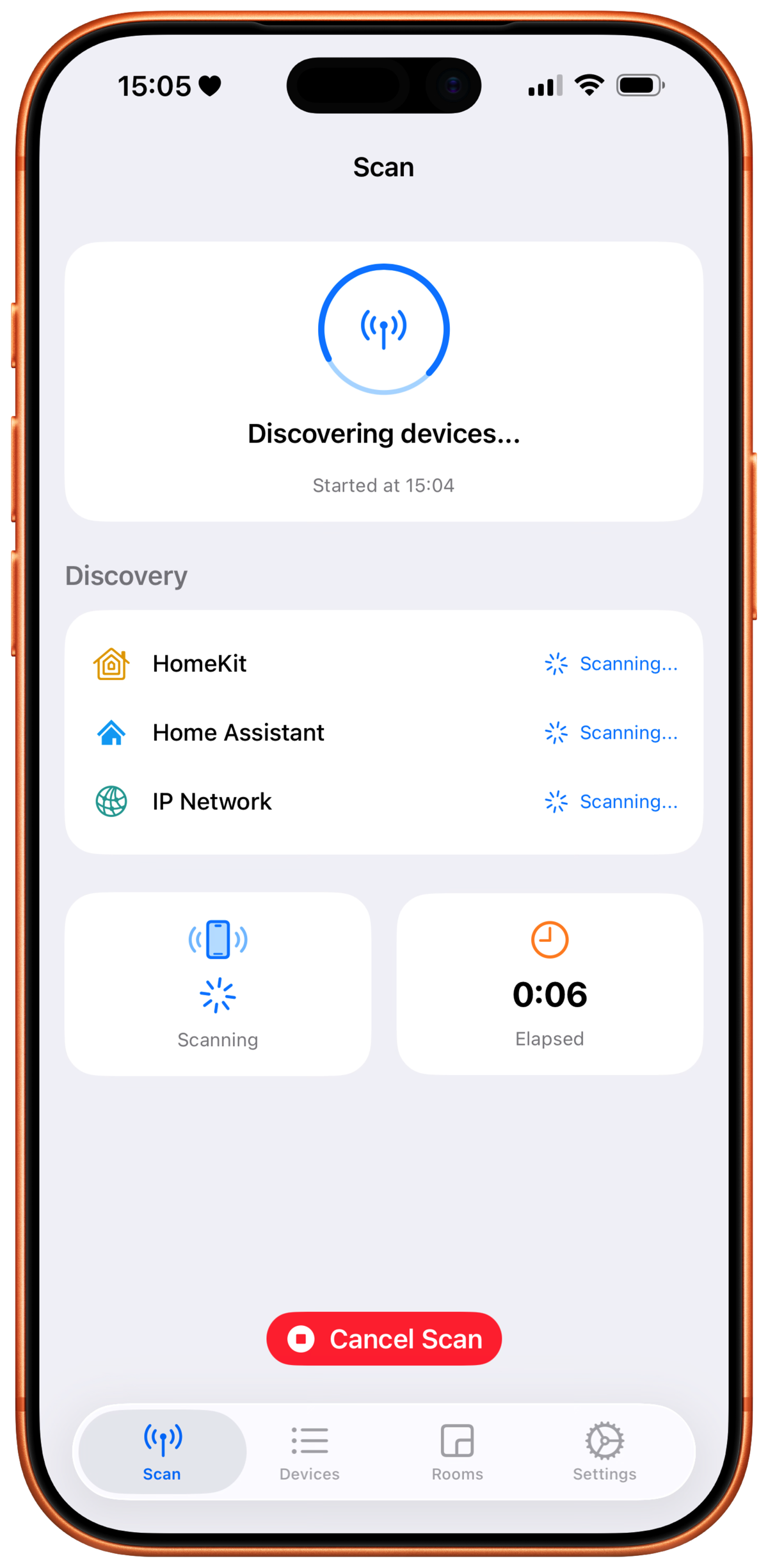 HomeMapper scanning multiple protocols simultaneously on iPhone